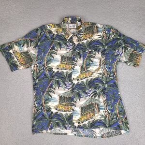 Vintage Monticerutti Hawaiian Shirt‎ Mens XL Tropical Retro Button Down